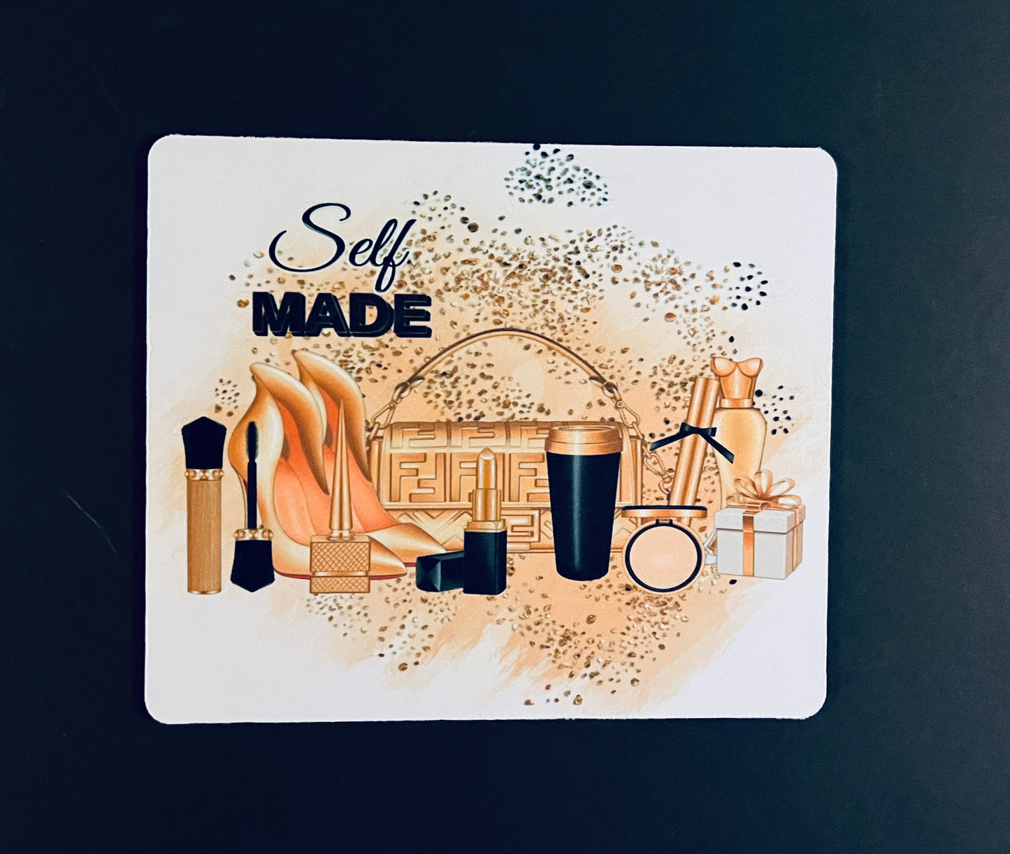 Mouse Pad - Self Made with Black, Peach and Gold colors